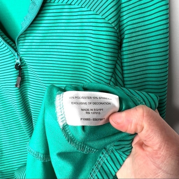 Eddie Bauer Green Stripe Pull On Half Zip Comfy Lounge Jacket Size Small - Picture 10 of 12